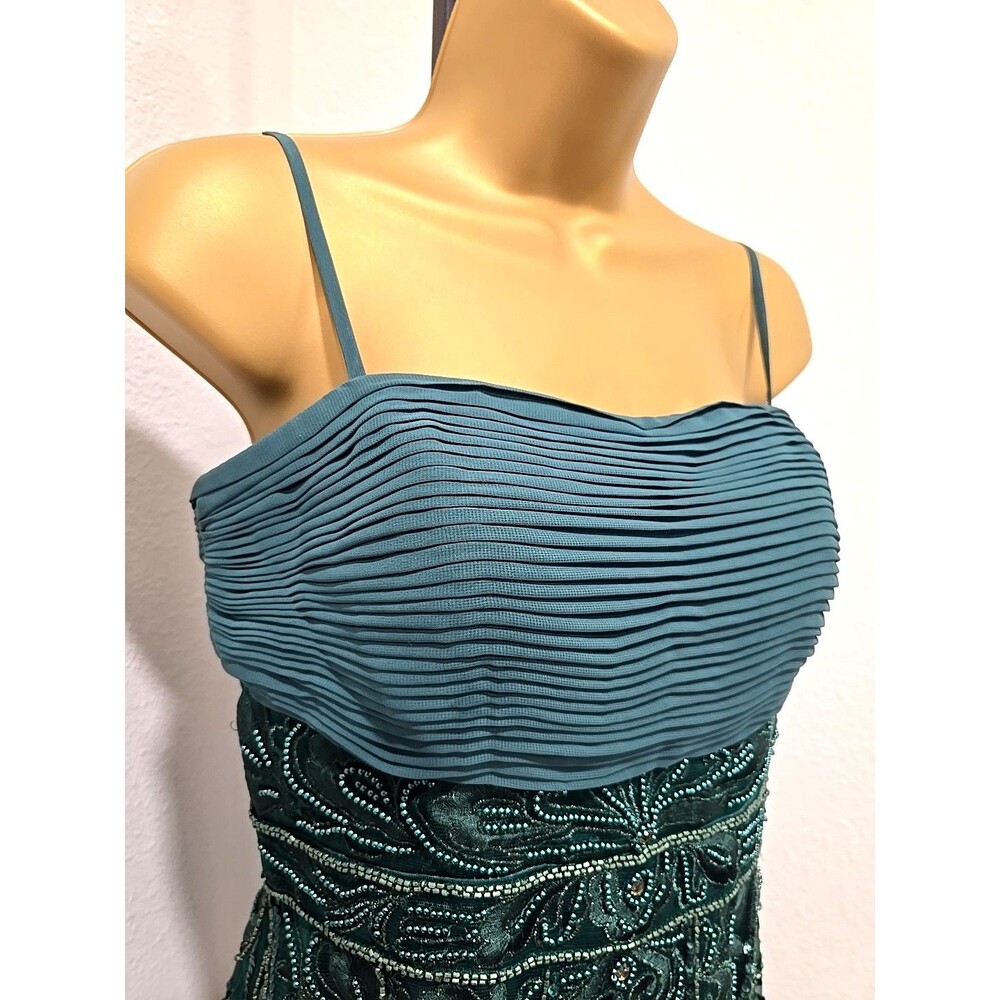 NWT Sue Wong Dress 6 Green Beaded Sequin Embroidered Shirred Prom Hoco Designer - Picture 3 of 10